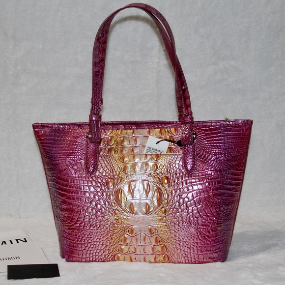 NWT Brahmin Medium Asher Tote Bag Leather Purse Grapefruit Ombre - Picture 2 of 7